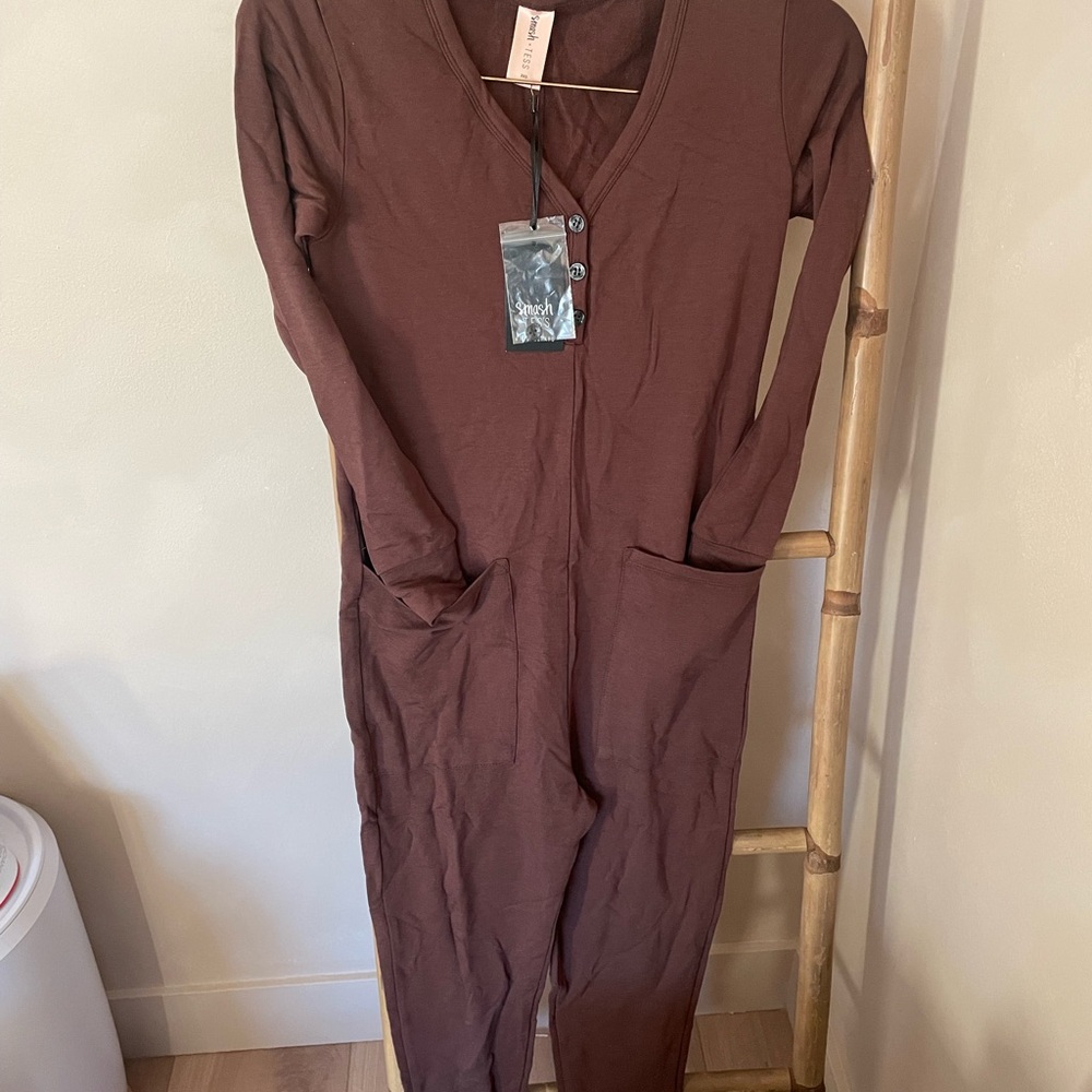 Smash + Tess Brown Long Sleeve Jumpsuit